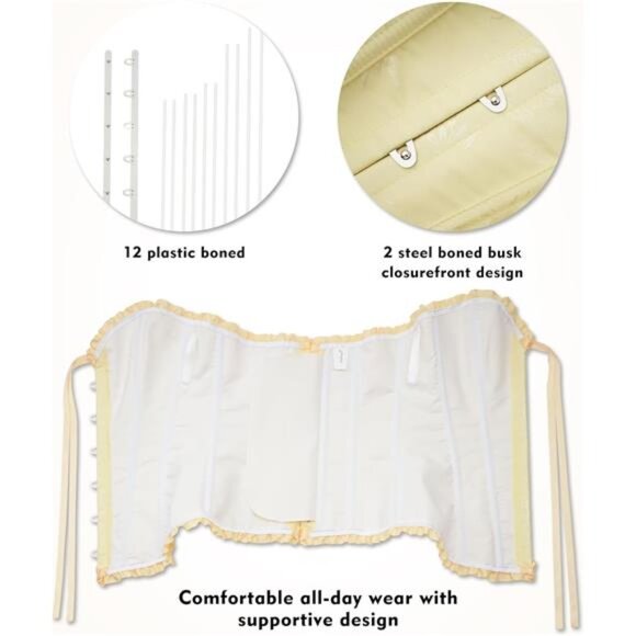 Bustier Shapewear Lingerie, Lace Waist Push Up Yellow - Picture 4 of 6